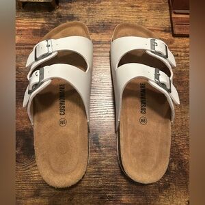 Cushionaire White Sandals with Buckles Never Worn